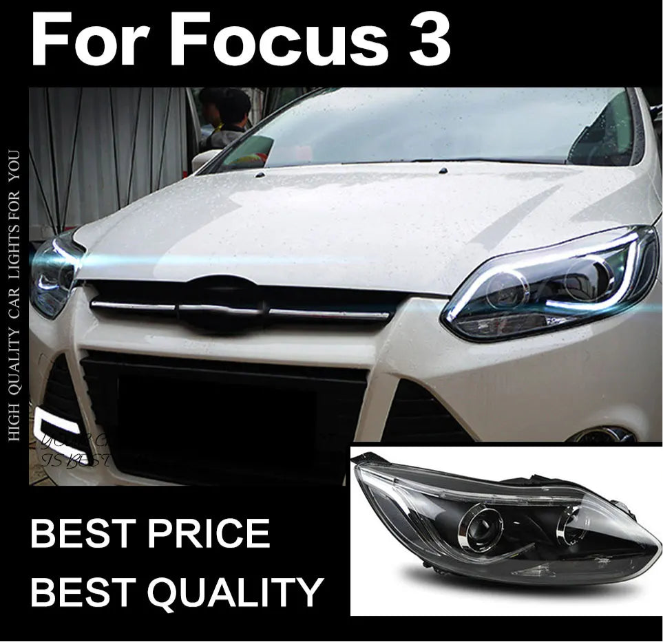 (AKD) headlights for (Ford) Focus (2012-2014) Focus 3 (LED) Headlight (DRL) Head Lamp Angel Eye (Xenon)