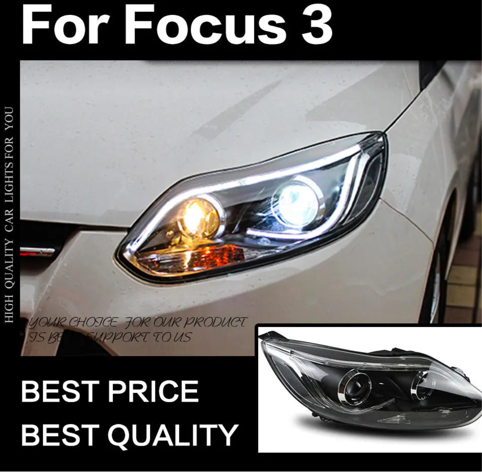 (AKD) headlights for (Ford) Focus (2012-2014) Focus 3 (LED) Headlight (DRL) Head Lamp Angel Eye (Xenon)