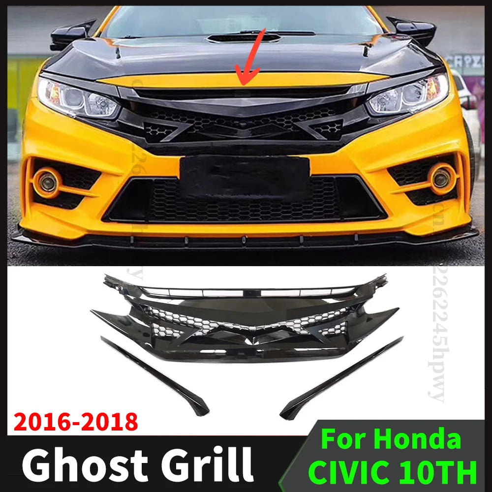 Sport Center Ghost Front Grill For Honda CIVIC 10TH Gen 2016-2018